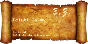 Bolyki Zalán névjegykártya